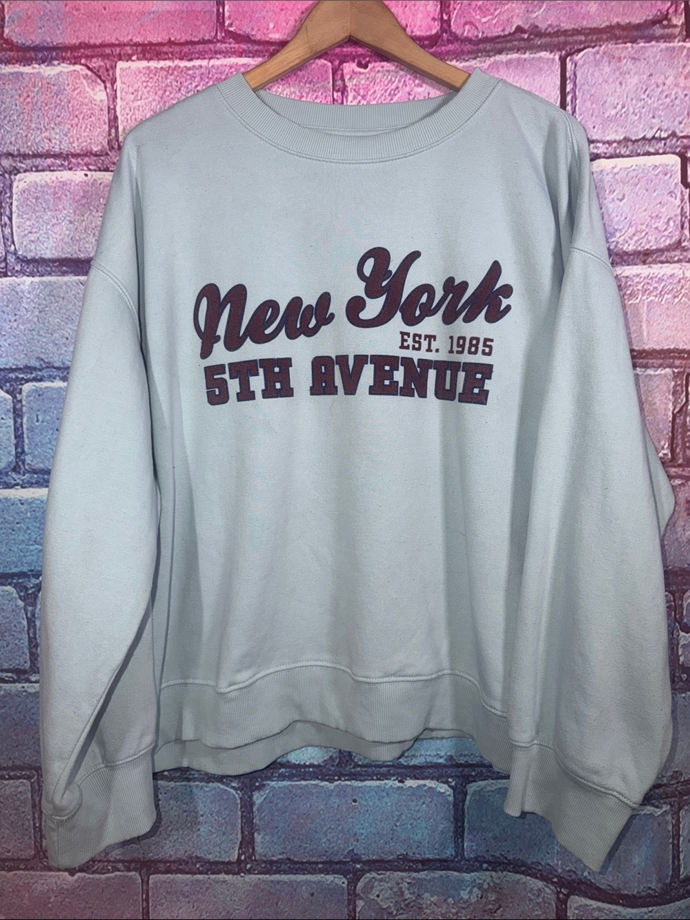 New York 5th Avenue Crewneck Sweatshirt Women’s XL Blue Graphic Pullover